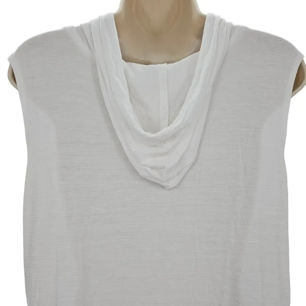 J Valdi Woman size M Kira Slub Sleeveless Full Zip Dress Swim Cover Up White NEW